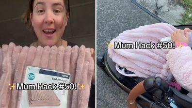 Kmart blanket bedding bag packaging hack for prams in winter