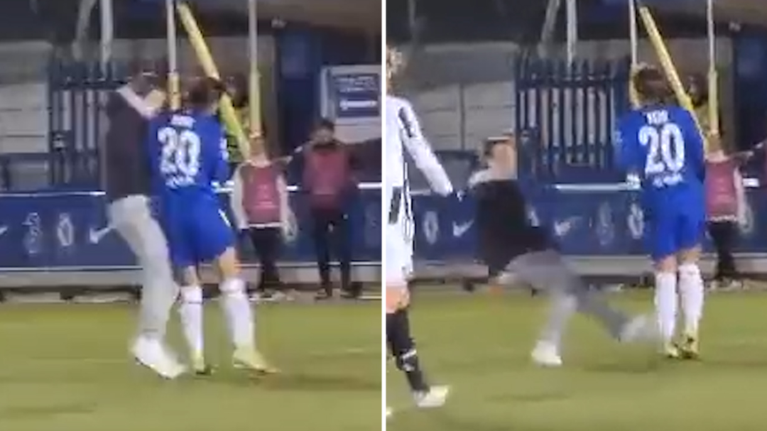 Matildas captain Sam Kerr floors pitch invader while playing for Chelsea