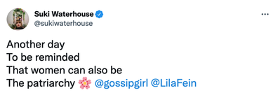 Suki Waterhouse slams Gossip Girl writer in tweet