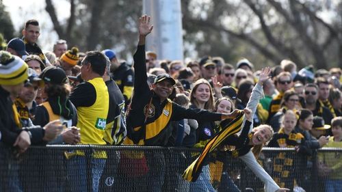 Others watched on at the Tigers training session.