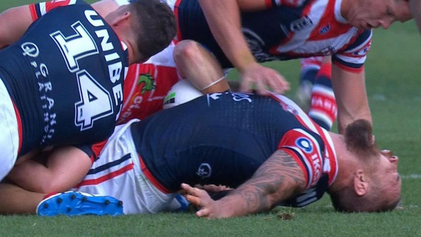 Jared Waerea-Hargreaves escapes horror injury, Nat Butcher taken from field in Roosters' win over Dragons