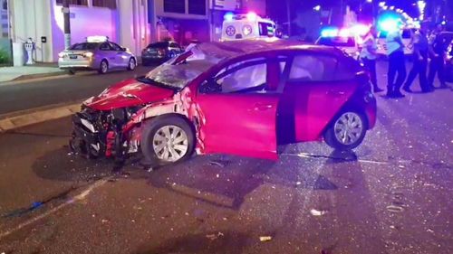 The speeding car flipped 100 metres down the Princes Hwy before coming hitting a parked car on the other side of the road.