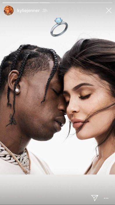 Kylie Jenner, Travis Scott, engagement ring, emoji, Instagram, photo