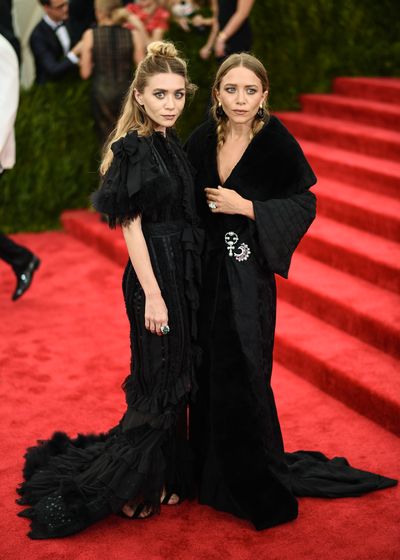 Ashley and Mary Kate Olsen, wearing vintage Christian Dior, at the Costume Institute Benefit Gala at the Metropolitan Museum of Art in New York, May, 2015