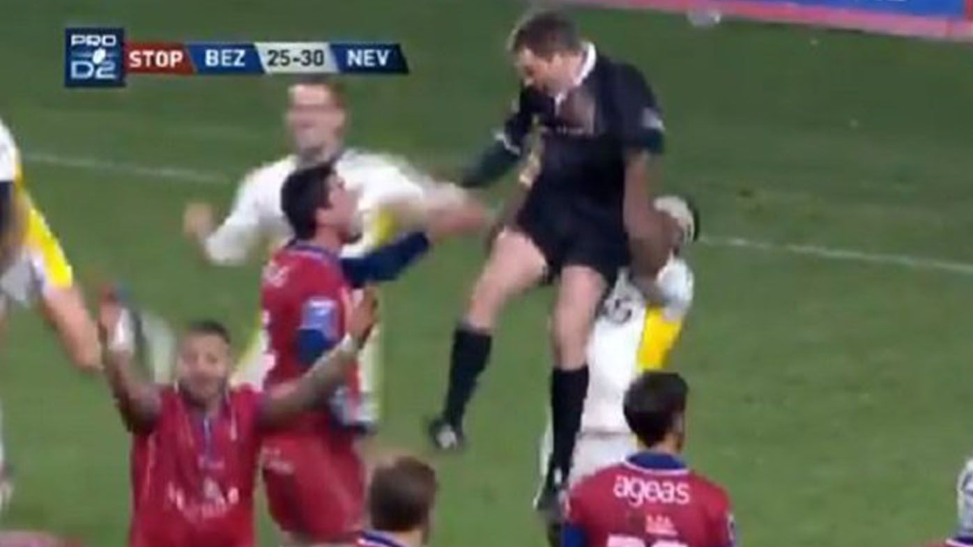 Rugby bad boy Josaia Raisuque lifts ref off the ground to celebrate, cops red card