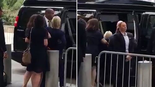 Hillary Clinton appeared to stumble as she left the New York 9/11 event. (Twitter)