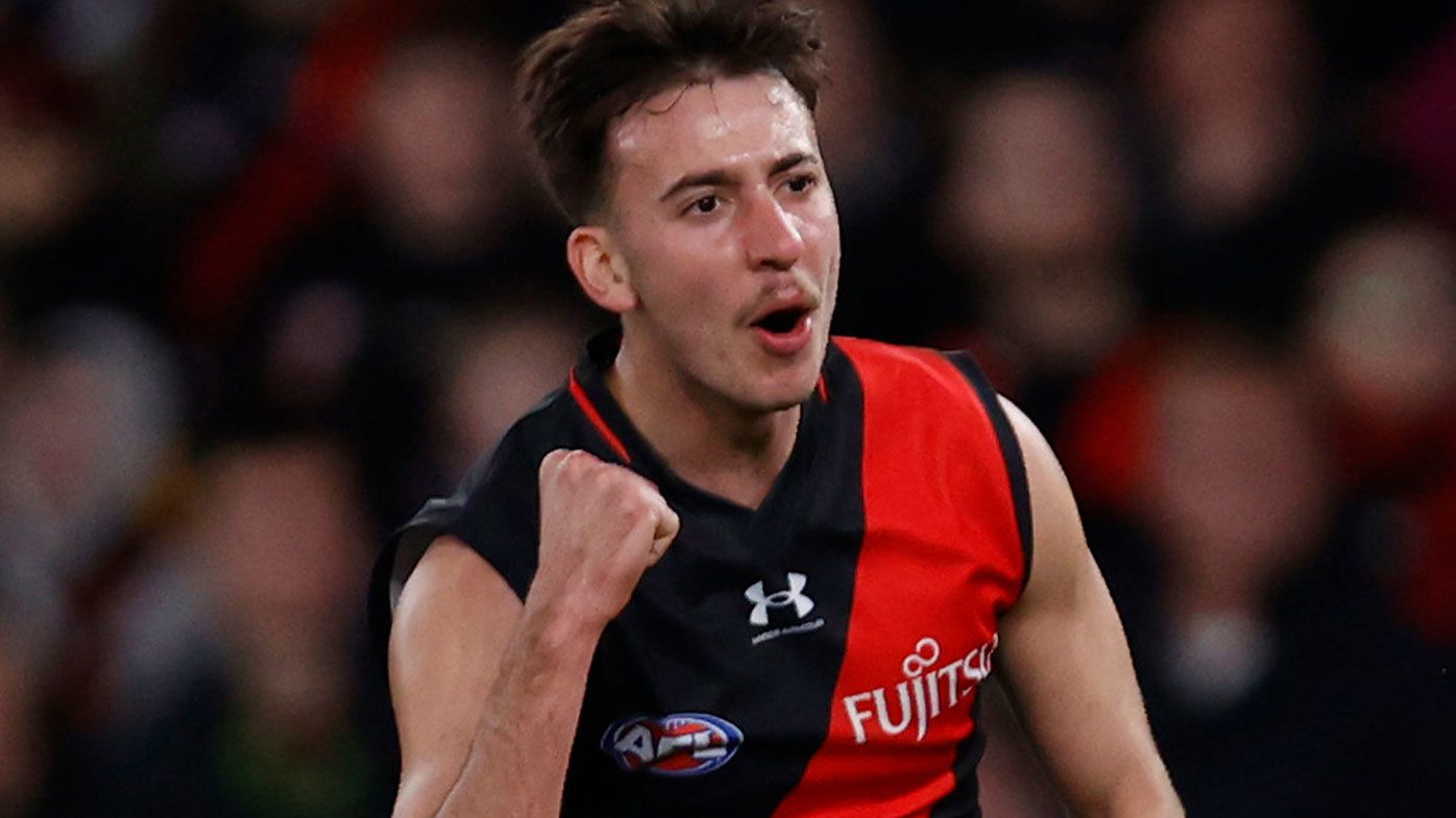 Nic Martin pictured in action for the Essendon Bombers during the 2023 season