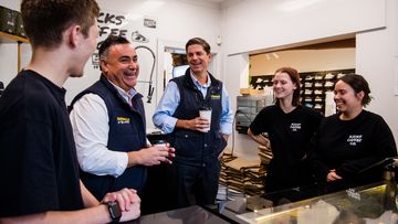 Nationals candidate David Layzell the morning after winning the seat of the Upper Hunter, pictured with NSW Nationals leader John Barilaro