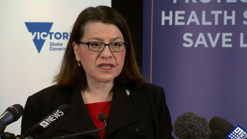 Victoria's Health Minister Jenny Mikakos gives an update on the coronavirus situation on Sunday.