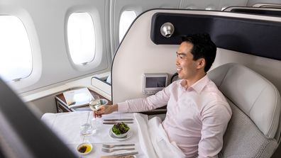 Qantas First Class seats in 2022.