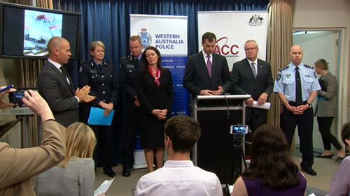 Representatives from WA Police, the Australian Crime Commission and the Australian Federal Police. (9NEWS)