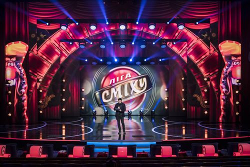 Ukrainian presidential candidate Volodymyr Zelenskiy attends the rehearsal of his comedy show Liga Smeha (League of Laughter) on March 19, 2019 in Kiev, Ukraine.