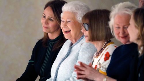 It was the Queen's first visit to London Fashion Week. (Getty)