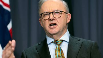 Prime Minister Anthony Albanese at a press conference.