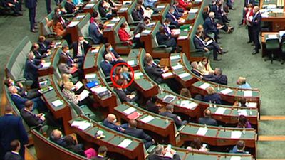 Toddler in parliament during climate change bill vote