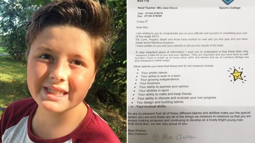 School pens touching letter of affirmation after boy with autism fails his exams