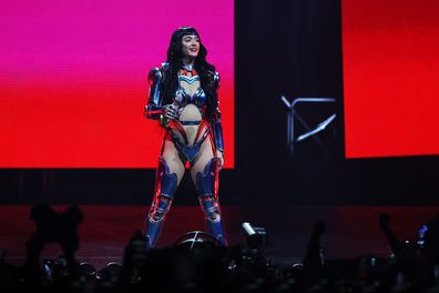 SYDNEY, AUSTRALIA - JUNE 04: Katy Perry performs at Qudos Bank Arena on June 04, 2025 in Sydney, Australia. (Photo by Don Arnold/WireImage)