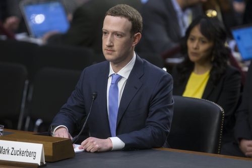 A cushion was brought in for Zuckerberg to sit on for the hearing. (AAP)