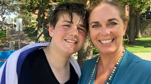 Logan and his mother Britta on a family day out in Sydney.