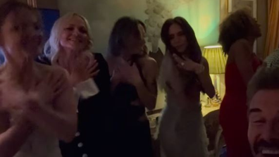 Spice Girls reunite to perform Stop for Posh Spice Victoria Beckham's 50th birthday in London.