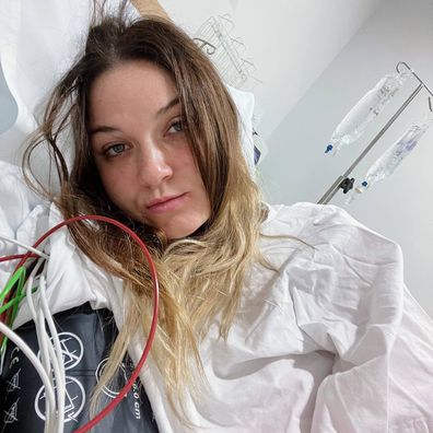 Carly Heading during one of her many hospital stays.