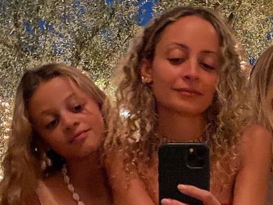 Nicole Richie, daughter Harlow, sister Sofia Richie.