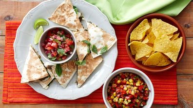 Spinach and mushroom quesadillas