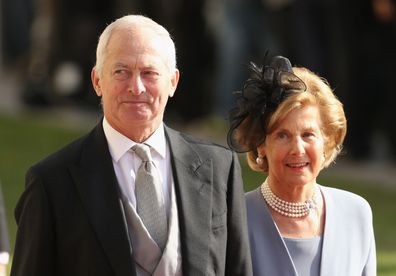 Prince Hans-Adam II of Liechtenstein and Princess Marie-Aglae of Liechtenstein during the wedding ceremony of Prince Guillaume Of Luxembourg and Stephanie de Lannoy at the Cathedral of our Lady of Luxembourg on October 20, 2012.