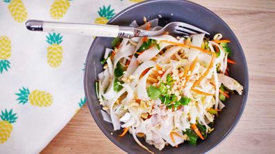 Quarantine Kitchen coconut poached chicken salad recipe