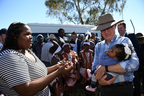 Prime Minister Malcolm Turnbull spoke with locals during his visit to Tennant Creek yesterday. Picture: AAP
