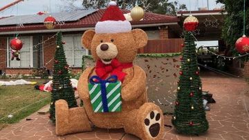 A giant teddy stolen from a Sydney home Christmas lights display has been found.