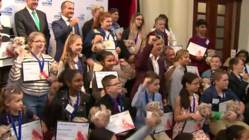 Thirty-one brave Victorian kids were honoured at Parliament House today. (9NEWS)