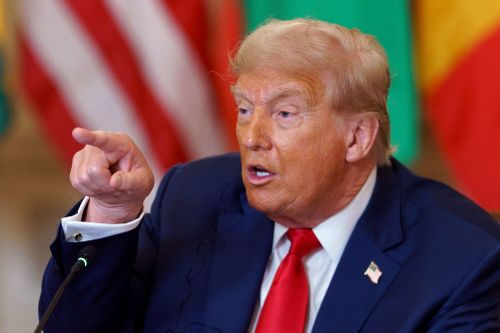 US President Donald Trump during a meeting with African leaders in the State Dining Room of the White House in Washington, DC, US, on Wednesday, July 9, 2025. Trump is meeting the leaders of five African nations that will potentially offer American businesses opportunities in critical minerals and other natural resources. Photographer: Will Oliver/EPA/Bloomberg