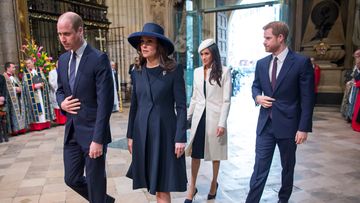 The Duke and Duchess of Cambridge, Prince Harry and Meghan Markle attend the Commonwealth Service at Westminster Abbey, London in March. Picture: PA