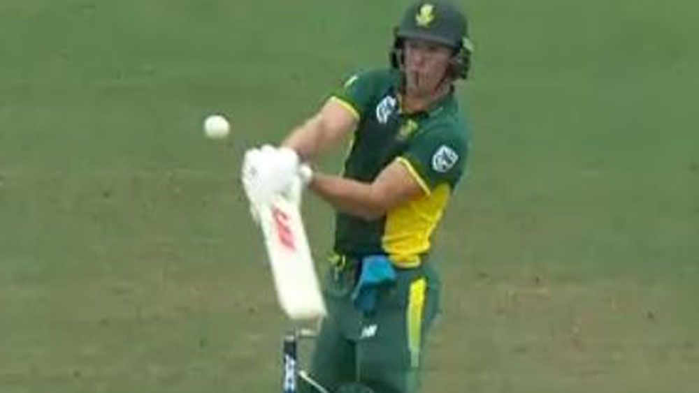 South Africa Proteas star AB de Villiers plays a 'reverse hook' in ODI clash with New Zealand
