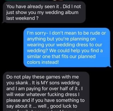 MIL and bride text fight