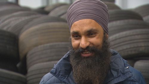 Harjeet Singh Rai found hundreds of used tyres in the driveway of his Blacktown home.