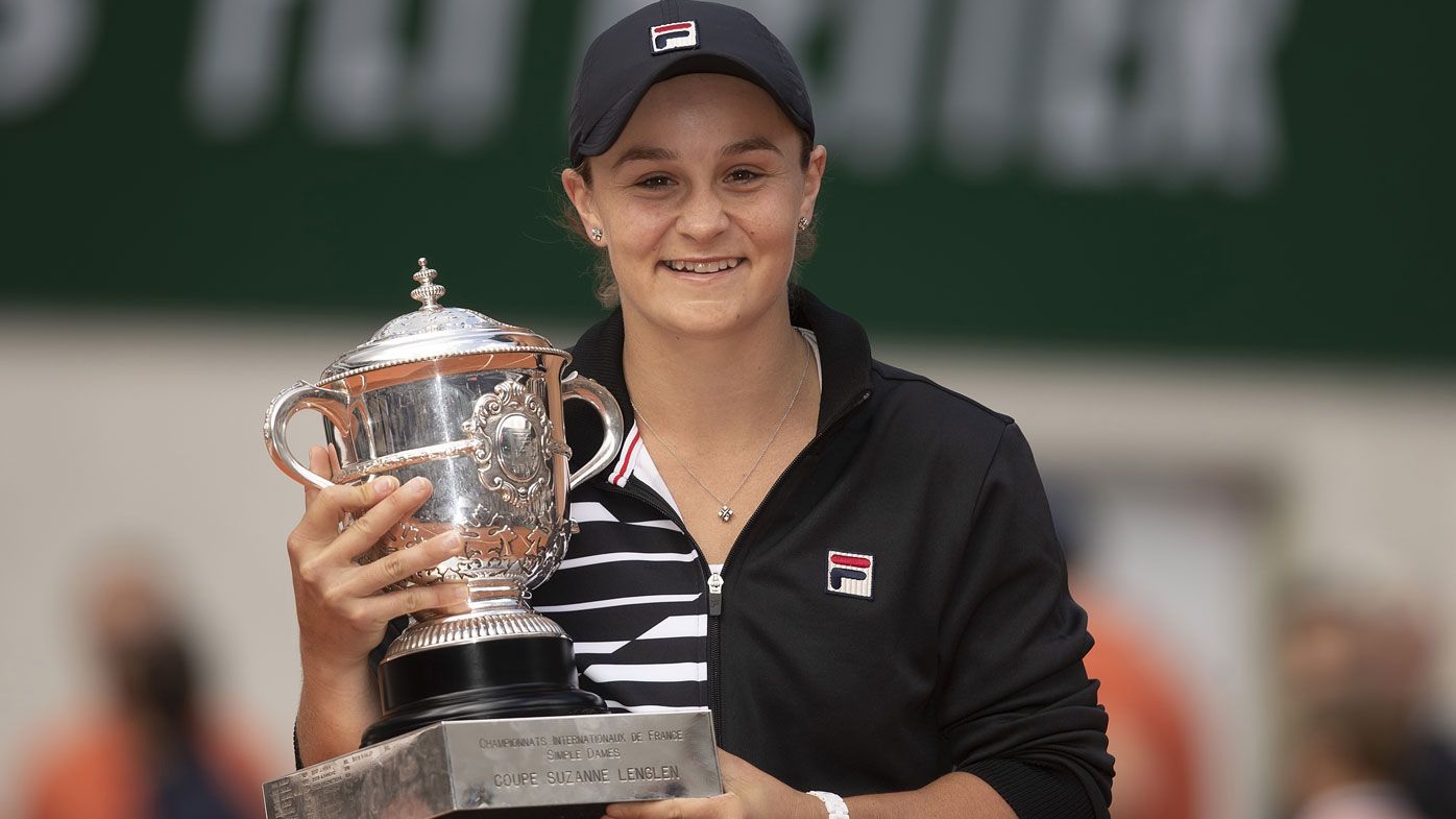 Ash Barty's partner Garry Kissick congratulates her after amazing French Open win