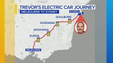 Starting in Melbourne, Mr Long has mapped out the charging stations along the Hume Highway prior to commencing his journey. 