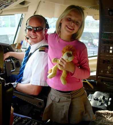 Jorrit and Jasmijn in the cockpit when she was a kid