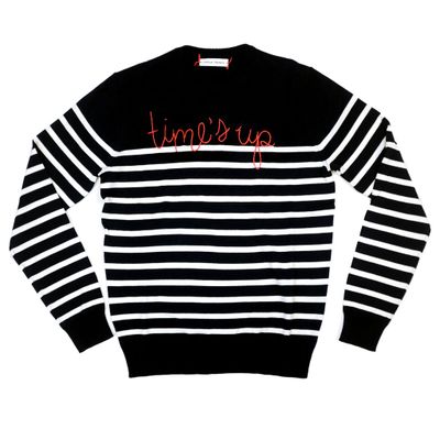 <a href="https://linguafranca.nyc/collections/lf-for-times-up/products/times-up-stripe" target="_blank" draggable="false">Lingua Franca Time's Up stripe sweater, $485.70</a>