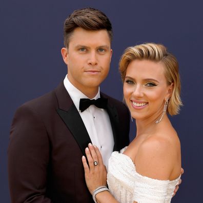 Scarlett Johansson and Colin Jost arrive at the 70th Annual Primetime Emmy Awards held at the Microsoft Theater on September 17, 2018. 