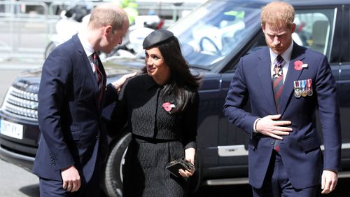 Meghan and Harry had been at a Dawn Service in Hyde Park earlier. (PA/AAP)