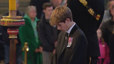 James, Viscount Severn standing vigil around his grandmother's coffin inside Westminster Hall