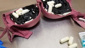 A woman was caught at JFK Airport in New York City with pellets full of cocaine in her bra and inside her body, US Customs and Border officials said.