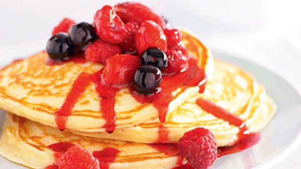 Mixed berry ricotta pancakes