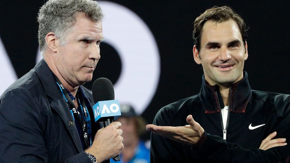 Will Ferrell interviews Roger Federer after first round Australian Open win