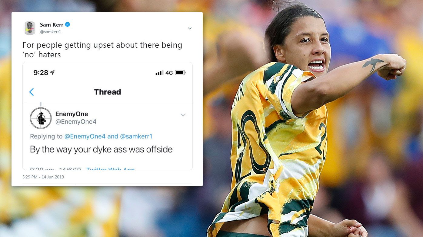 Sam Kerr hits back at the 'haters'