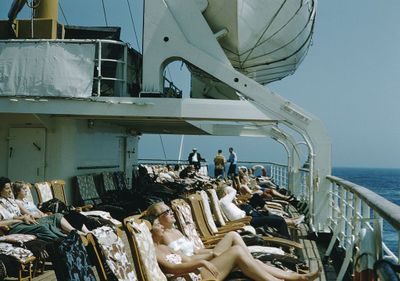 Sunbeds on the promenade deck in 1956
