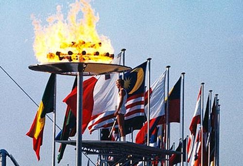 Munich Olympic Games flame and flags (Getty)